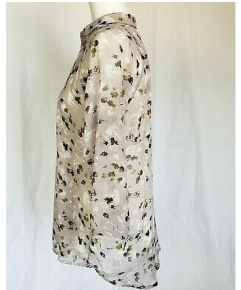 Cabi #5204 Matinee Top Gray Sheer Floral XS - Picture 4 of 6